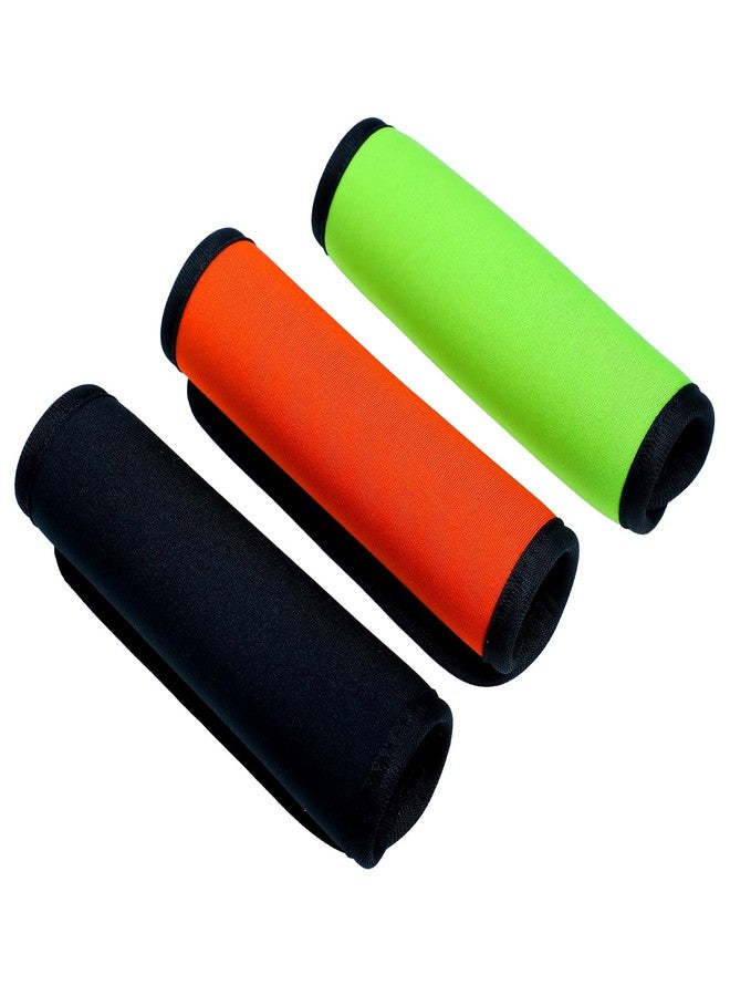 Gallipower 3 Pcs Suitcase Luggage Handle Wrap,Sleeve Handle Covers,Hand Bag Door Bucket,Suitcase Tags,Identifiers for Travel Accessories (Green,Orange,Black) - Image 1